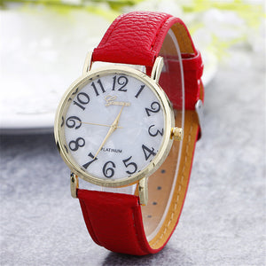 Fantastic Big Number Watch Women Retro Digital Wrist Watch Leather Band Quartz Watch WristWatch Watches #C