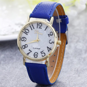 Fantastic Big Number Watch Women Retro Digital Wrist Watch Leather Band Quartz Watch WristWatch Watches #C