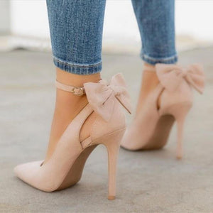 2019 New women high heels bow pumps sexy stiletto pointed toe fashion party pumps ladies wedding shoes zapatos mujer