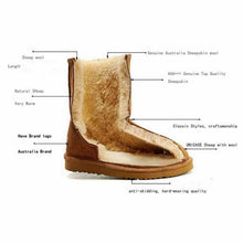 Load image into Gallery viewer, Sponge Mice Classic Genuine Cowhide Leather  Snow Boots 100% Wool Women Boots Warm Winter Shoes For Women Large Size 34-44