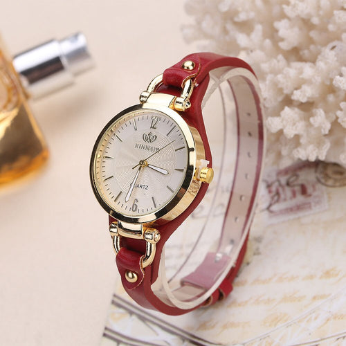 Women Casual Watches Round Dial Rivet PU Leather Strap Wristwatch Ladies Analog Quartz Watch Gift часы женские DOD886