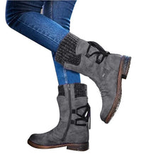 Load image into Gallery viewer, 2019 Hot New Autumn Early Winter Shoes Women Flat Heel Boots Fashion Knitting Patchwork Women&#39;s Boots Woman Short Botas