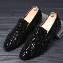 Load image into Gallery viewer, M-anxiu Men Fashion Loafer Shoes party Dress Casual Rhinestone Pointed Toe Flat Breathable party Dress Shoes