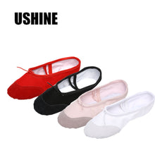 Load image into Gallery viewer, USHINE Yoga Gym flat slippers White Pink White Black Canvas Ballet Dance Shoes For Girls Children Women Teacher