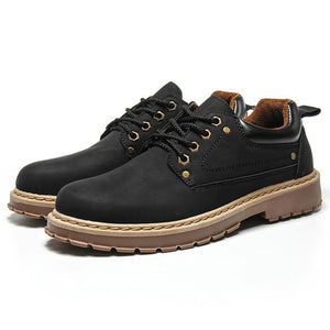 2018 Men Casual Leather Shoes Men Martins Leather Shoes Work Safety Shoes Winter Waterproof Ankle Botas