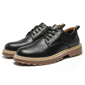 2018 Men Casual Leather Shoes Men Martins Leather Shoes Work Safety Shoes Winter Waterproof Ankle Botas