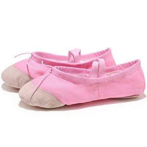 USHINE Yoga Gym flat slippers White Pink White Black Canvas Ballet Dance Shoes For Girls Children Women Teacher