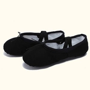 USHINE EU22-45 Cloth Head Yoga Slippers Teacher Gym Indoor Exercise Canvas Black Ballet Dance Shoes Children Kids Girls Woman